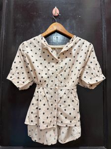 Polka Dot Button-Up Blouse