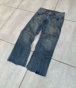 Y2K Flare Blue Denim Washed Jeans
