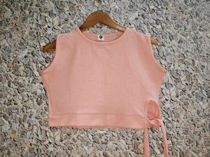 Peach Sleeveless Crop Top