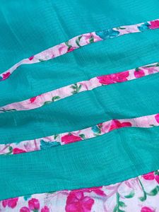 Woman Floral Kurti beaded collar neck.