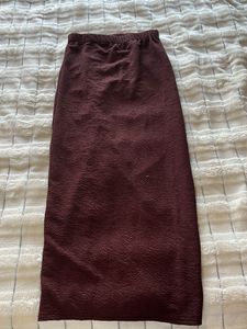 Brown Chic Ruched Midi Skirt