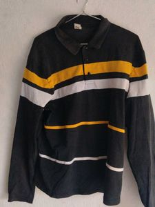 Men's Collared Shirt with Yellow Stripe