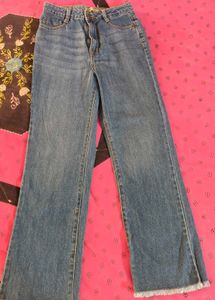 flared blue jeans