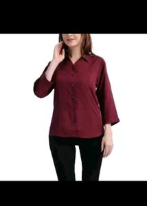 Maroon Collared Button-Up Shirt