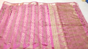 Elegant Pink Saree with Gold Paisley