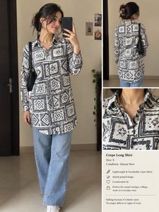 Stylish Printed Crepe Long Shirt