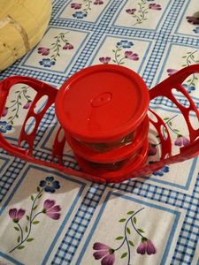 Set Of 2 Glass Jars With Lid And Stand