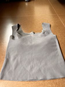 Sleek Grey Ribbed Tank Top
