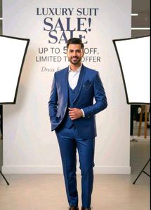Stylish Blue Men's Suit Blazer