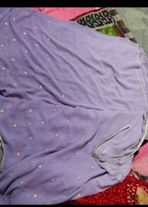 Embroidered Lavender Saree(no bargain)