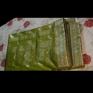 Vibrant Green silk  Saree with Gold zari Weave