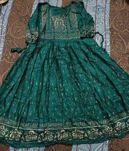 Elegant Teal Green Ethnic Anarkali Dress for Women