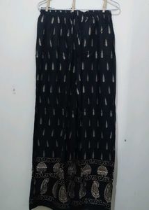 Black Palazzo Pants leaf paisley gold print