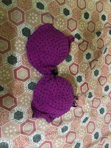 Purple Bra with Black Heart Print size 38