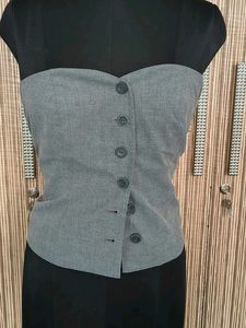 Chic Grey Strapless Vest Top