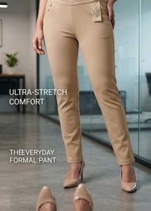 Women's Beige Slim Fit Trousers