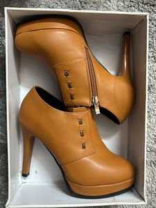 Lulu & Sky Pencil Heel Tan Mustard Yellow Boots
