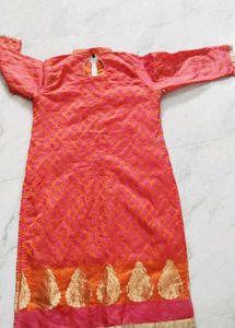 Vibrant Orange &amp; Pink Kurta
