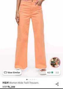 H&amp;M High Waisted Wide Leg Orange Jeans
