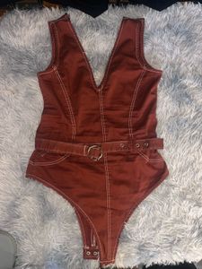 Rust V-Neck Bodysuit