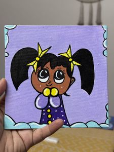 Cute Cartoon Girl Painting