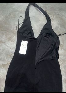 Zara Chic Black Halter Neck Dress