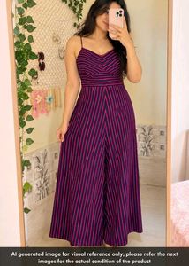 Boho Stripe Jumpsuit Size S-M Stretchable
