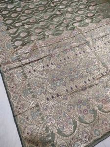 New Original premium Dusty green Satin Silk Saree