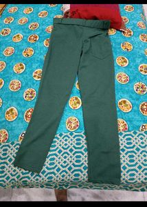 Green Slim Fit Belted Track Pant