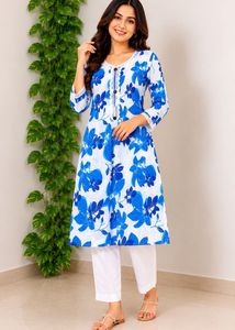 Vibrant Blue Floral Kurta Set