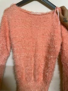 Cozy Coral Fuzzy Sweater