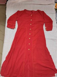 Red Button-Up Anarkali Kurta