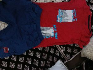 Boys Red New York Graphic Tee and Blue Shorts Set