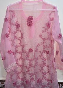 Pretty Pink Chikankari Lucknowi Kurti