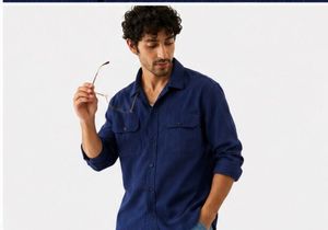 Men's Blue Button-Up Shirt