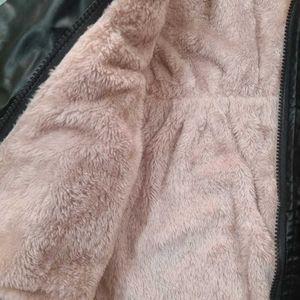 Black Faux Leather Hooded Jacket