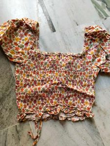 Floral Print Smocked Top
