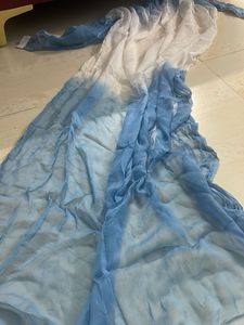 White N Blue Chiffon Big Stole