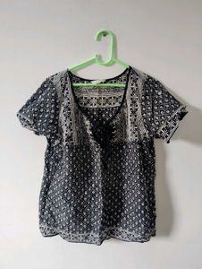 Boho Print V-Neck Top