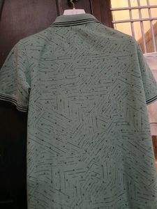Men's Green Printed Polo T-Shirt