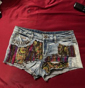 Boho Patchwork Denim Shorts