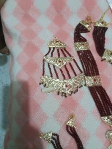Elegant Maroon &amp; Gold Jewellery Set