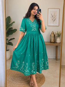 Embroidered Green Dress🎋