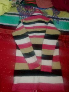 Striped Knit Sweater Coat