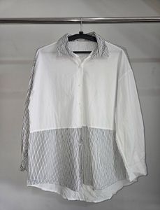 Chic Striped Panel Button-Down Shirt