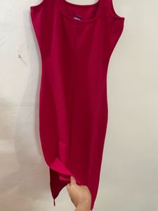 Fuschia Pink Bodycon Dress With A Slit