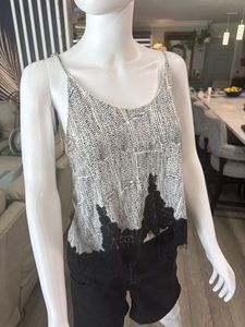 31 H&amp;M Dotted Print Lace Trim Camisole Top