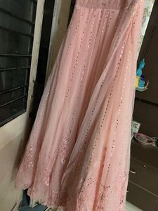 Stunning Embellished Peach Ethnic Gown