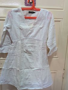 Chic White Broderie Anglaise Dress