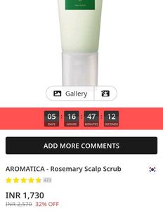selling this aromatica rosemary scalp scrub . it's